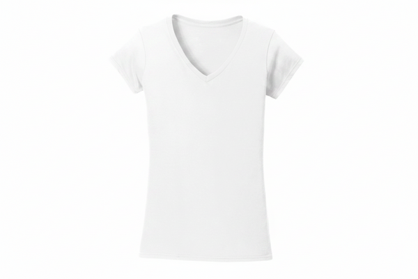 White V neck t-shirt on a white background
