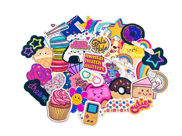 Cute Girly Stickers, Trendy Matte Vinyl Decals, 38 Pack