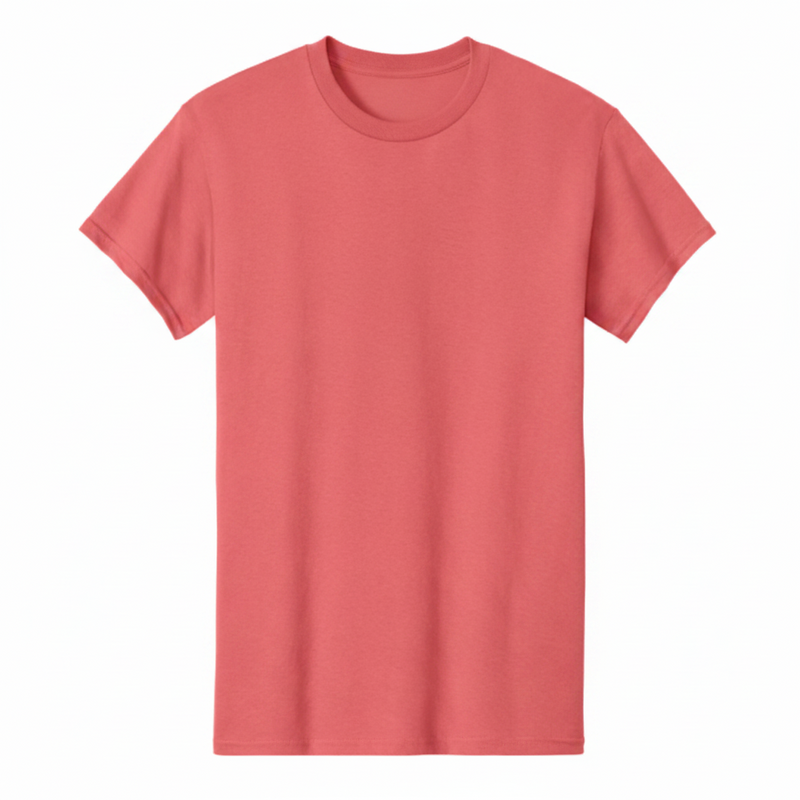 Plain pastel red t-shirt on a white background