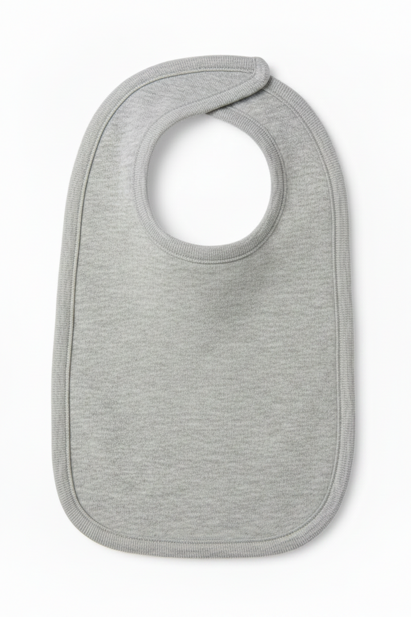 Gray baby bib on a white background