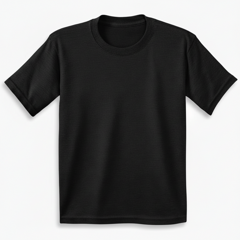 Black t-shirt on a white background