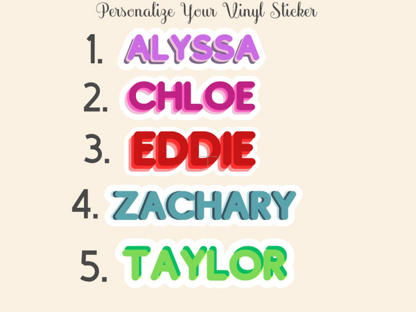 Custom Vinyl Name Sticker, Waterproof Matte Labels