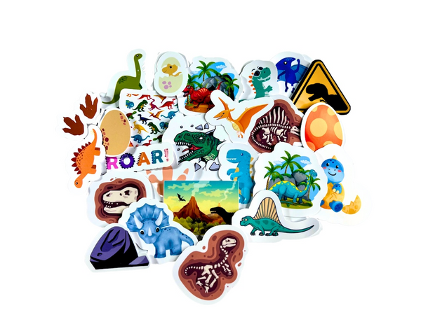 25 Pack Vinyl Waterproof Dinosaur Stickers, Gift For Kids, Matte Finish