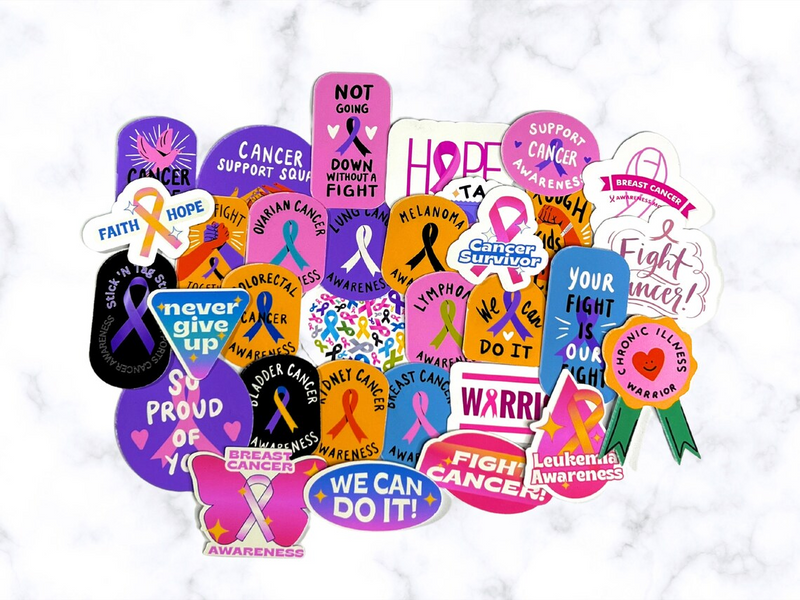 33 Pack Vinyl Cancer Prevention Stickers, Glossy Matte Finish, Laptops, Scrapbooking, Planner Accessories, Waterproof