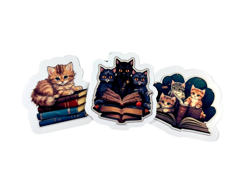 Cat Lover Vinyl Stickers, Book Decals, Waterproof Glossy Finish