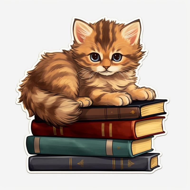 Cat Lover Vinyl Stickers, Book Decals, Waterproof Glossy Finish