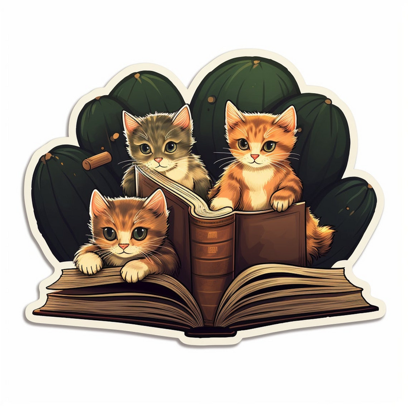 Cat Lover Vinyl Stickers, Book Decals, Waterproof Glossy Finish