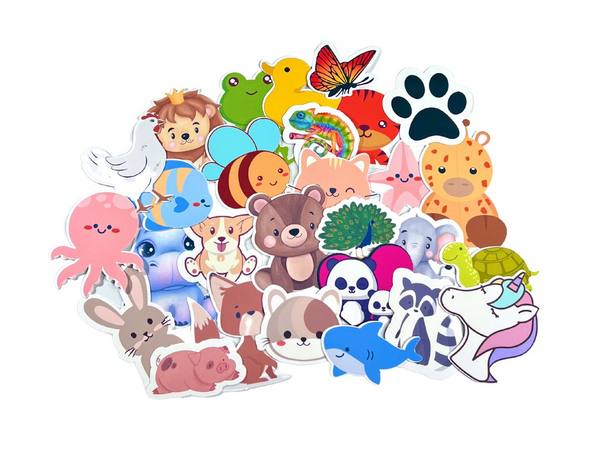 28 Pack Cute Animal Stickers, Waterproof Matte Nursery Decor
