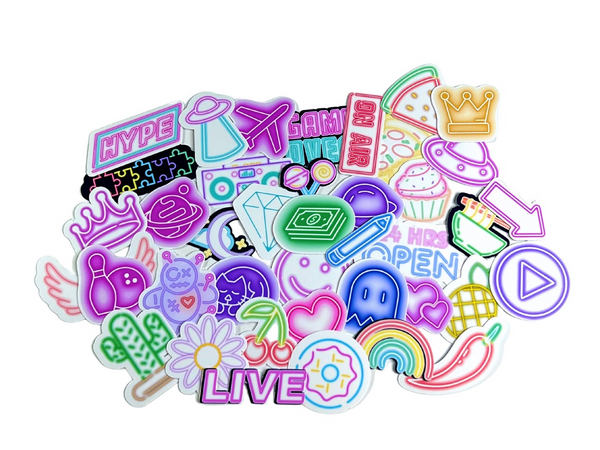 40-Piece Neon Vinyl Stickers, Waterproof Laptop Stickers