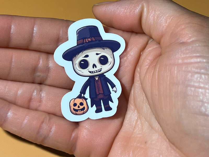 Skeleton Halloween Planner Stickers, Waterproof Glossy Vinyl, Autumn Theme (10 Pack)