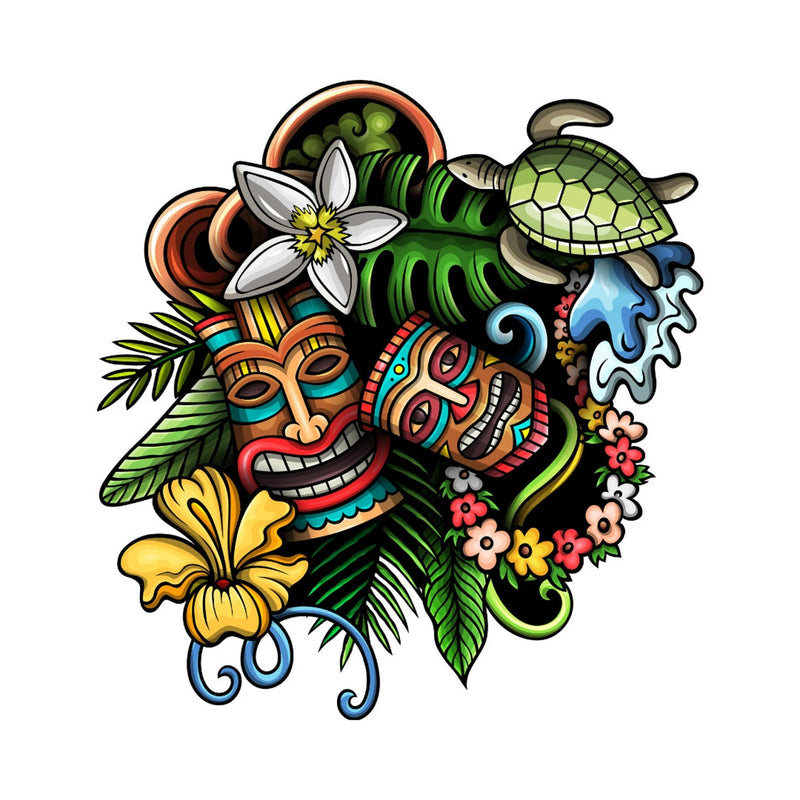 Hawaii Stickers, Tropical Island Flowers, Waterproof Matte Vinyl, 23 Pack