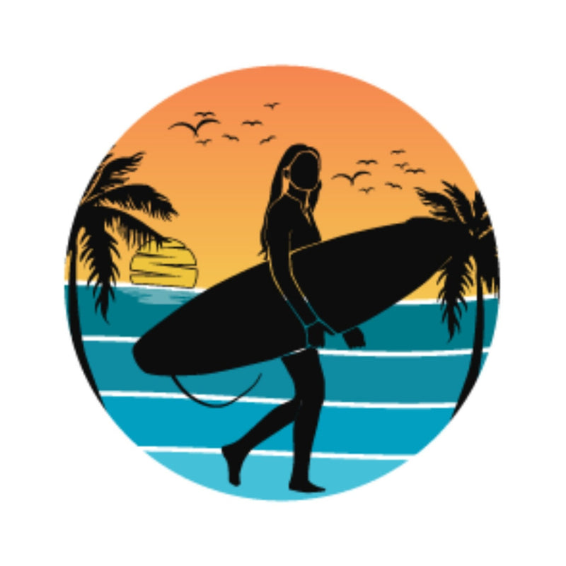 48 Tropical Surfing Stickers, Matte Finish, Waterproof